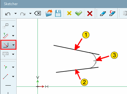Verrundung an 2 Elemente [Radius with 2 elements]