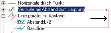 Eine Verbindungslinie zeigt den Zusammenhang von Konstruktionsschritten an