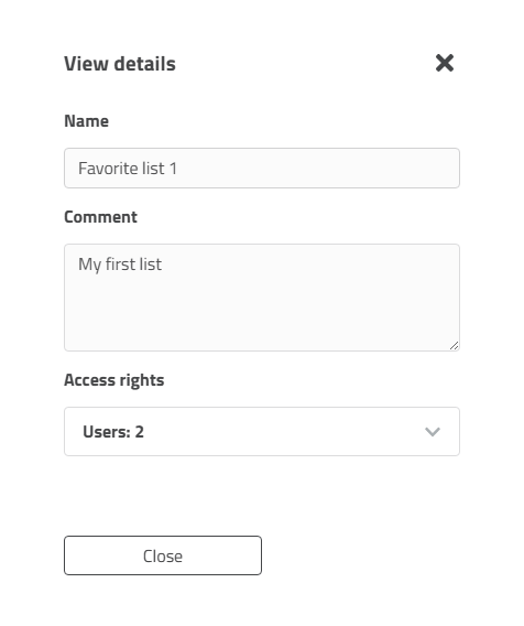 "View details" Dialog