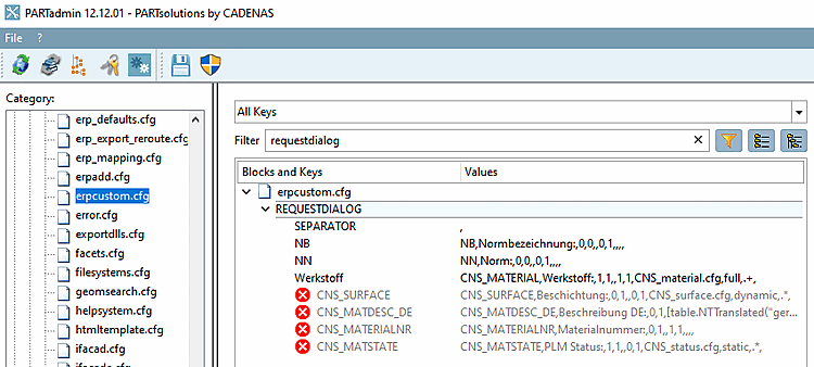 Die Abbildung zeigt neben NB und NN nur das Eingabefeld für das Material.