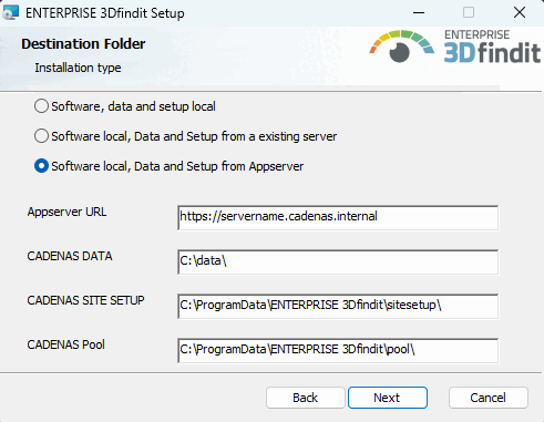 Software Lokal, Daten und Setup vom Appserver [Software Local, data and setup from the app server]