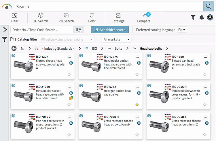 "Verknüpfte Teile in der Teileauswahl markieren [Assign linked parts in the parts selection]" deaktiviert: Ergebnis im 3Dfindit