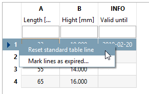 Standard Tabellenzeile setzen [Set standard table row]