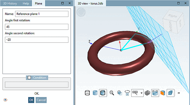 Torus mit tangentialer Ebene