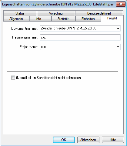 Dateieigenschaften -> Registerseite "Projekt"