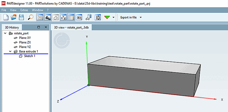 Ausgangslage mit Y oben und Z vorne