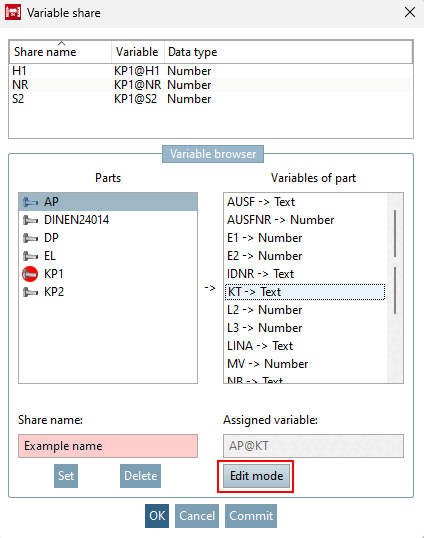 Dialogfenster Variablen Freigabe [Variable share]