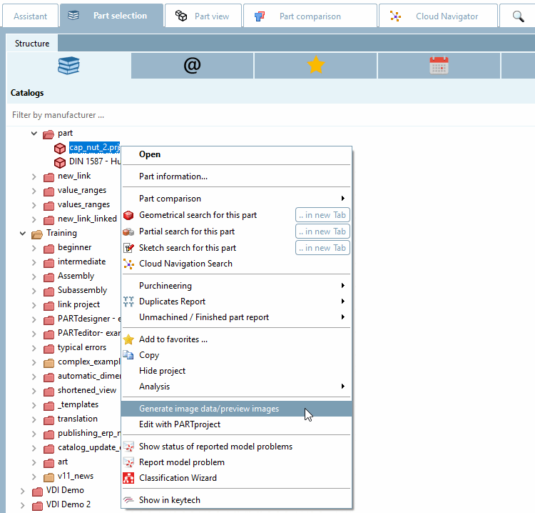 PARTdataManager -> Bilddaten/Vorschaubilder generieren [Generate image data/preview images]