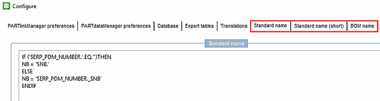 Beispiel: Änderung der Normbezeichnung [Standard name]