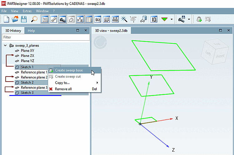 Basis Verlauf erstellen [Create sweep base]: Aufruf