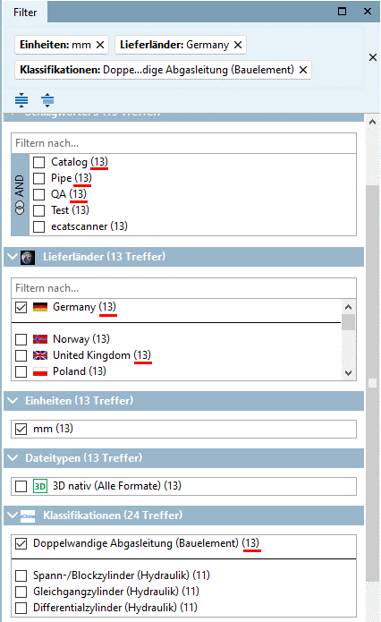 Anzeige der verbleibenden möglichen Treffer