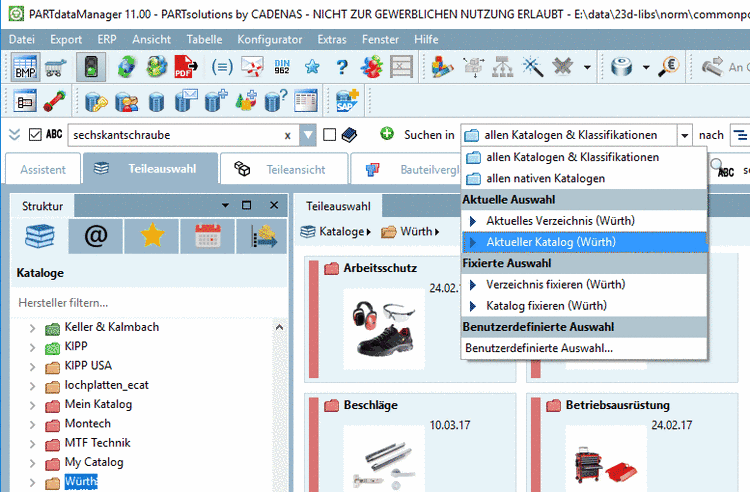Beispiel: "Zuletzt geöffnete Dateien" Menüpunkt, mit Unterpunkten