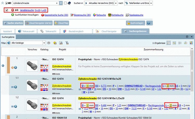 In der beispielhaften Abb. wurden Variablensuchen mit D=6 und L=30 durchgeführt.