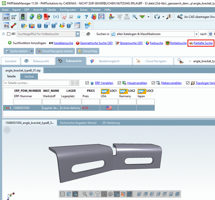 Partielle Suche aufrufen