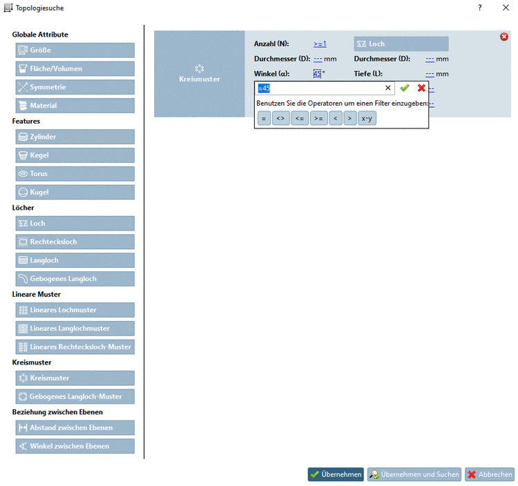 Suchbedingung "Kreismuster" hinzugefügt