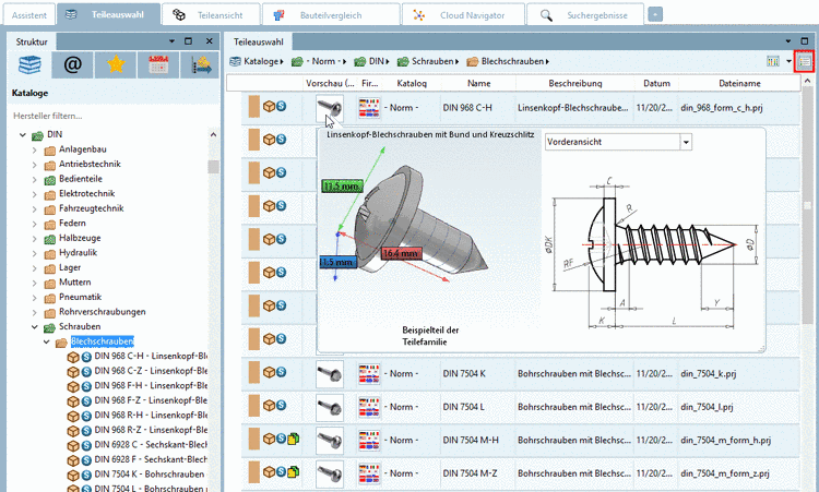 Beispiel: 3D Tooltip + Technische Angaben im Modus "Details"