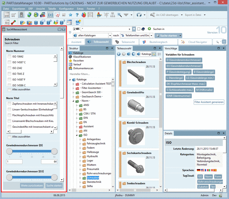 Der Wert aus dem Mess-Dialog wurde zugewiesen