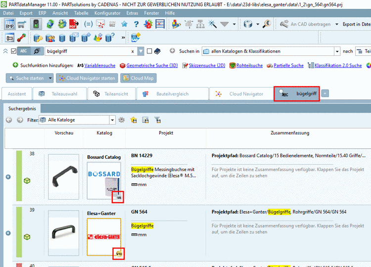 Suchergebnisse in Details-Ansicht