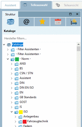 PARTdataManager, Icons im Strukturbaum