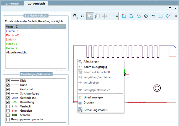 Bauteilvergleich -> 2D-Vergleich