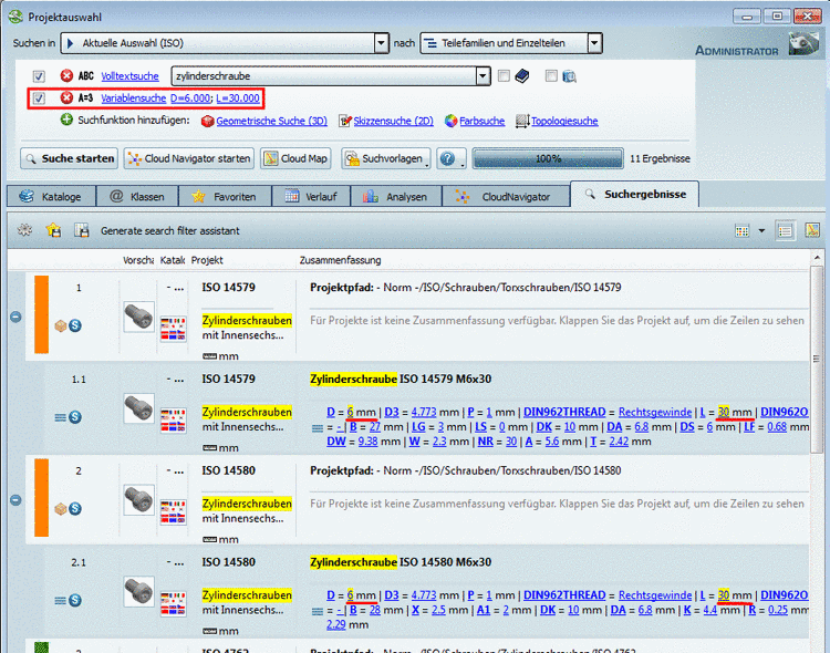 In der beispielhaften Abb. wurden Variablensuchen mit D=6 und L=30 durchgeführt.