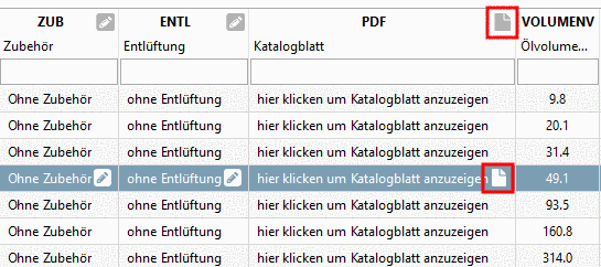 Mit Klick auf den Button öffnet sich beispielsweise ein PDF mit Zusatzinformationen zum Bauteil