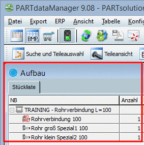 Beispiel: Hierarchische Verknüpfung (CNSELEK|8|1) - Merkmale des Gesamtkabels (CNSELEK|8|2|1) und Merkmale der Kabelbestandteile (CNSELEK|8|2|2 bis CNSELEK|8|2|5)