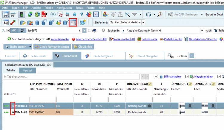 Vorzugsreihenfilter an