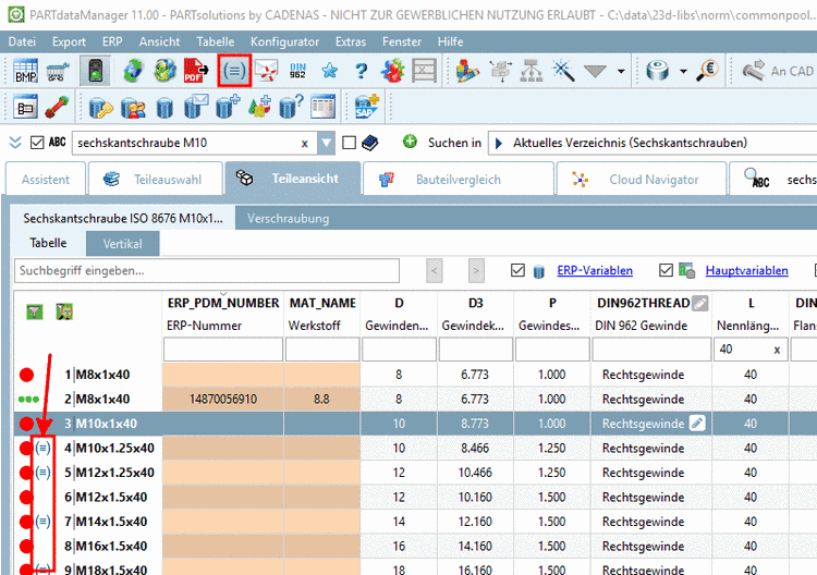 Zu vermeidende Größe: angezeigt