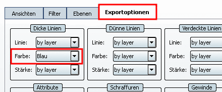 Beispiel: In diesem Fall werden die "Dicken Linien" in Blau dargestellt.