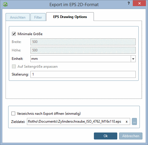 Registerseite "EPS Drawing Options"
