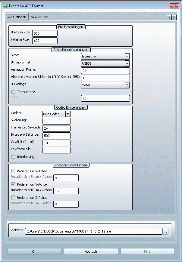 Export im AVI-Format
