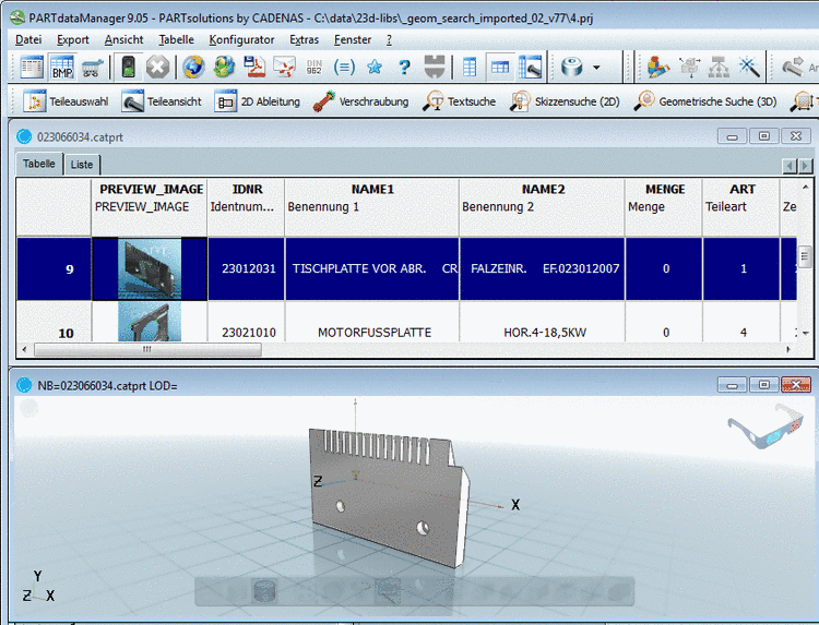 PARTdataManager: Teileansicht