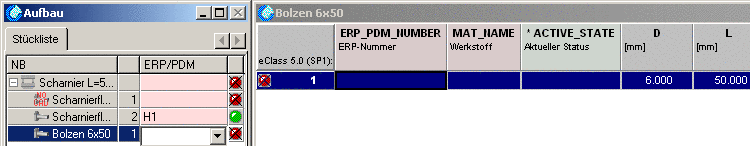 Stückliste - Selektion Einzelteil