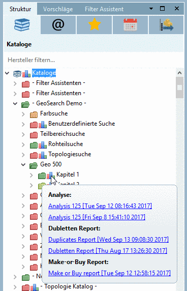 Report öffnen über Tooltip im Indexbaum