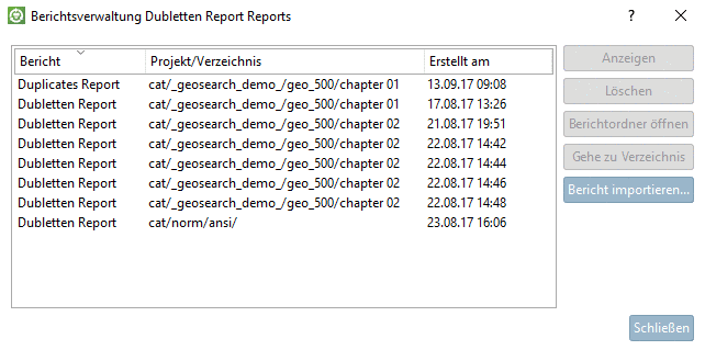 Berichtsverwaltung Dubletten Report Reports