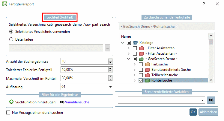 Fertigteile für Rohteil suchen