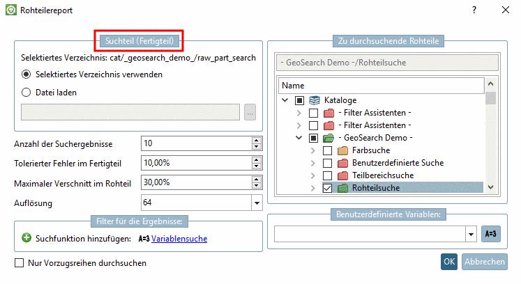 Rohteile für Fertigteil suchen