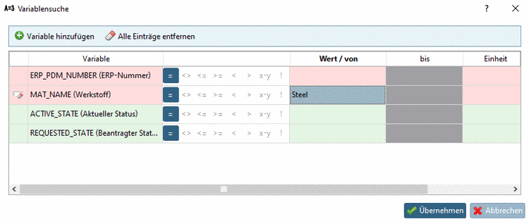 Gleiche Geometrie aber unterschiedliche Werkstoffe