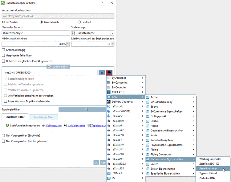 Klassenmerkmal auswählen