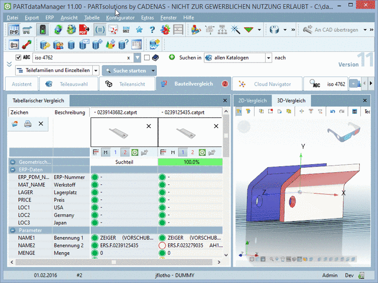 Teile im Bauteilvergleich