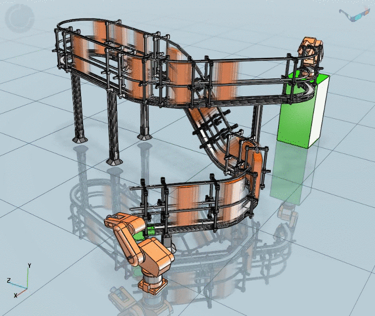 Simulation eines Förderbandes beim Warentransport