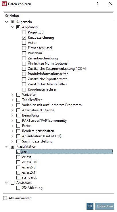 PARTdataManager Teileansicht - Sachmerkmalstabelle mit Daten aus ERP/PLM und CAD