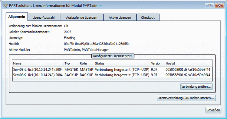 Registerseite "Allgemein"