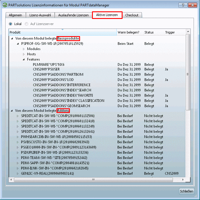 Basisprodukte und Addons