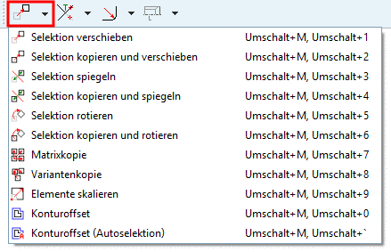 Modifizieren -> Transformieren (gruppiert)