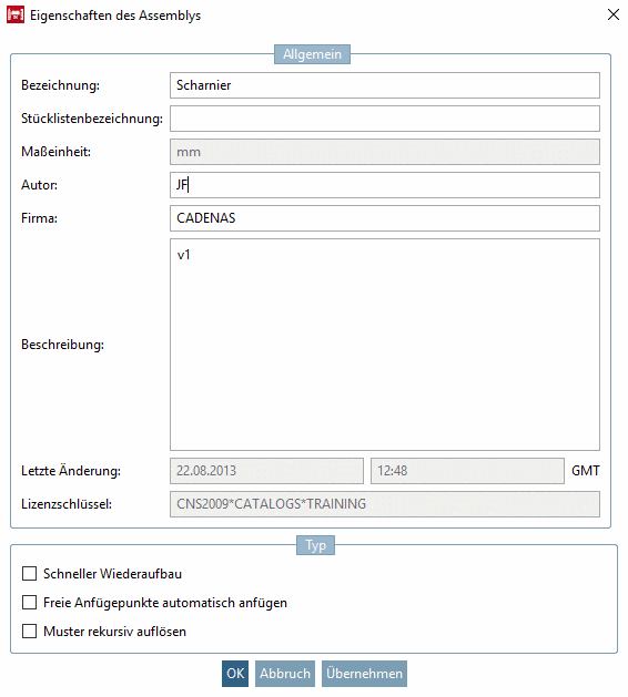 Eigenschaften des Assemblys