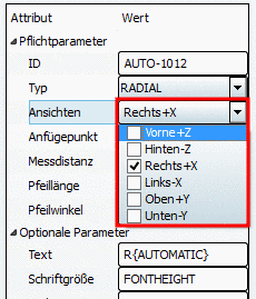 Wählen Sie die gewünschten Ansichten im Listenfeld aus.