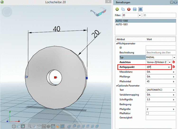 Eingabe des Anfügepunkt mittels Strg+V