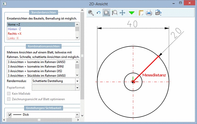 Beispiel "Messdistanz" in 2D